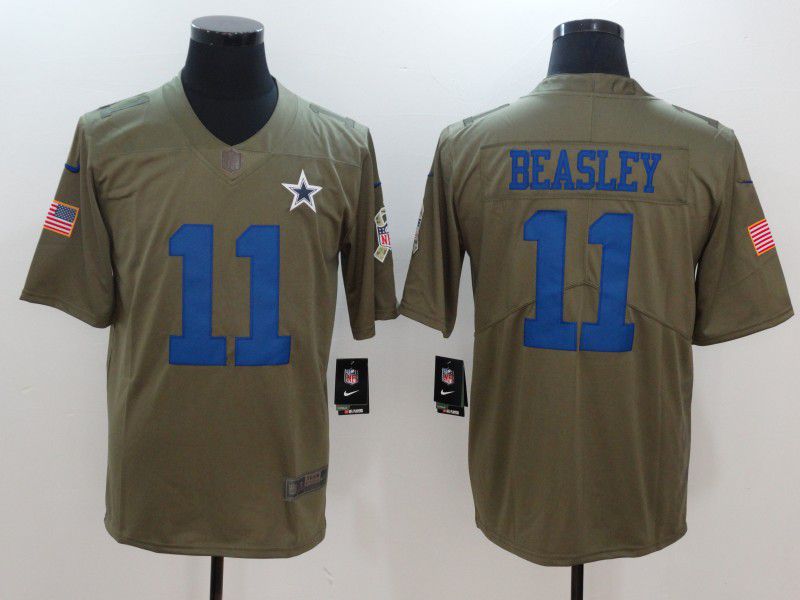 Men Dallas Cowboys #11 Beasley Blue Nike Olive Salute To Service Limited NFL Jersey